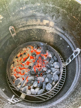 Load image into Gallery viewer, BBQ B.O.I Grate Mates set up in a Pit Barrel