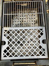 Load image into Gallery viewer, Que-Tensils Stainless Steel Half Grill Plate for the Oklahoma Joe Rambler. Pictured with the Que-Tensils Mild Steel Half Steak Plate for the Oklahoma Joe Rambler barbecue.