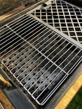 Load image into Gallery viewer, Que-Tensils Stainless Steel Half Grill Plate for the Oklahoma Joe Rambler. Pictured with the Que-Tensils Mild Steel Half Steak Plate for the Oklahoma Joe Rambler barbecue.